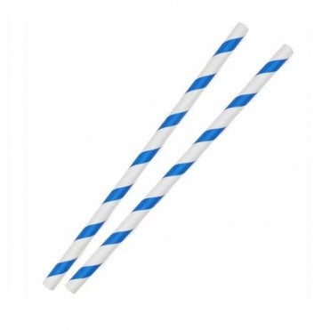 Blue & White Paper Straw 8" | Box of 30