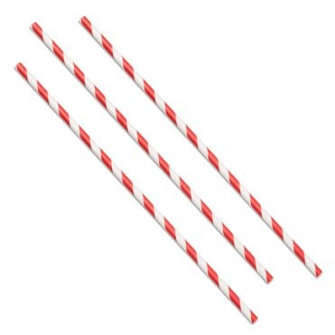 Jumbo Paper Straws – Red Stripe 200 x 6mm / 8”  | Pack of 250