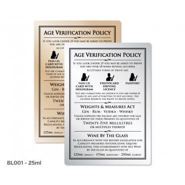 2 Part Age Verification Policy Notice - 35ml Silver