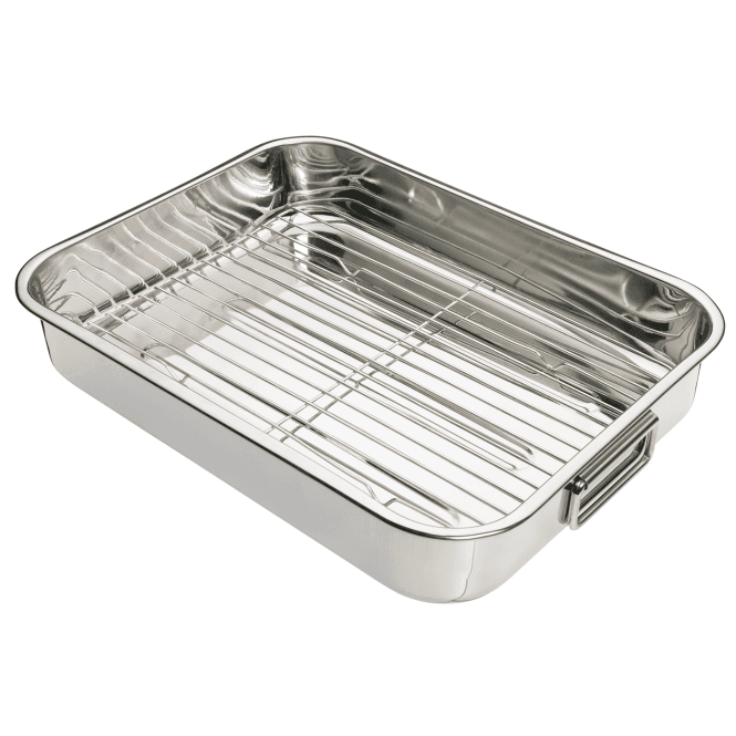 S/S Roasting Pan With Rack 43x31x7cm