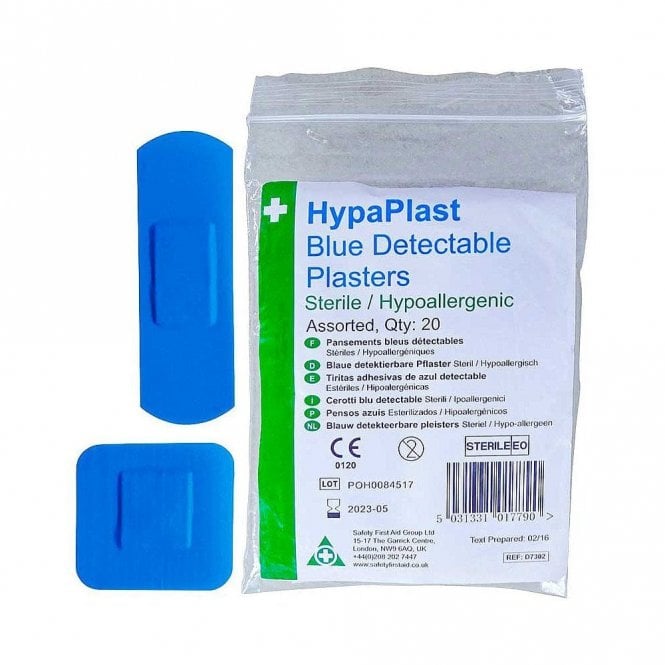 Safety First Aid HypaPlast Blue Assorted Catering Plasters | Box of 20