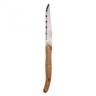 Laguiole Oakwood Handle Serrated Steak Knife 1.2mm Blade | Box of 6