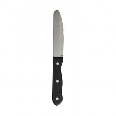 Steak Knife Rounded Serrated Blade Pom Black Handle With Rivets 13cm (5") | Box of 12