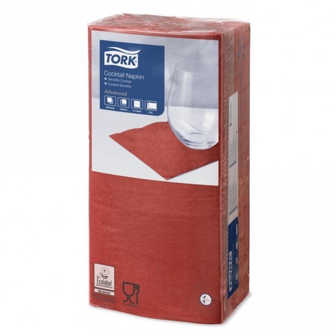 Tork Red Cocktail Napkin 477826 | Pack of 2400