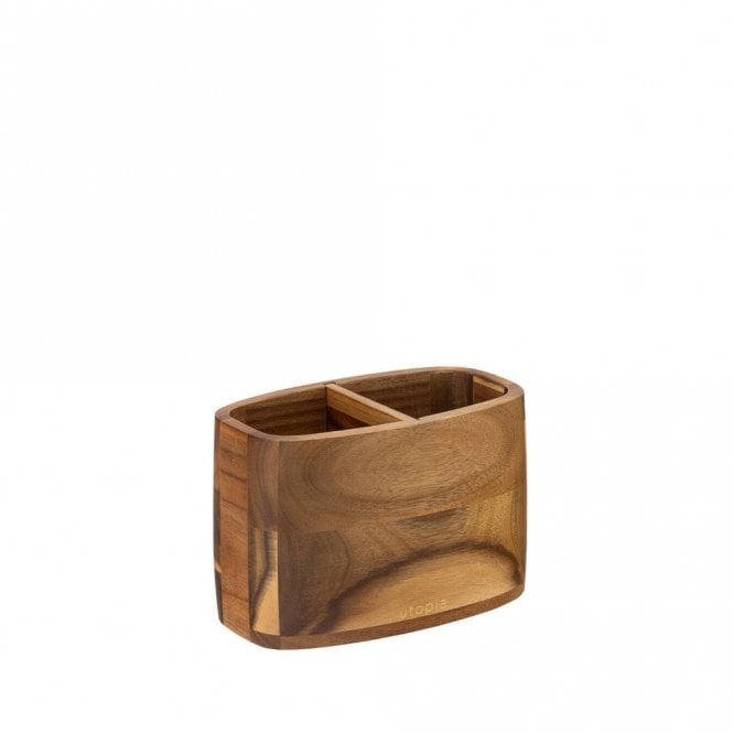 Utopia Acacia 2 Compartment Table Caddy | Box of 2