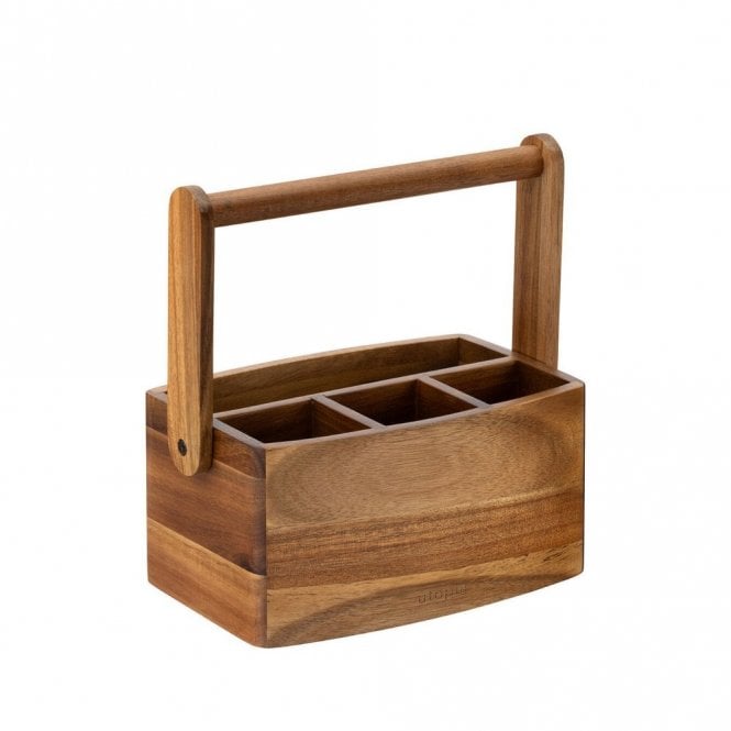 Utopia Acacia Straight Sided 4 Compartment Table Caddy | Box of 2