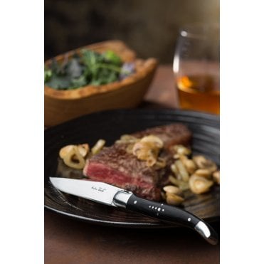 Laguiole Black Handled Steak Knife - Black Blade | Box of 12