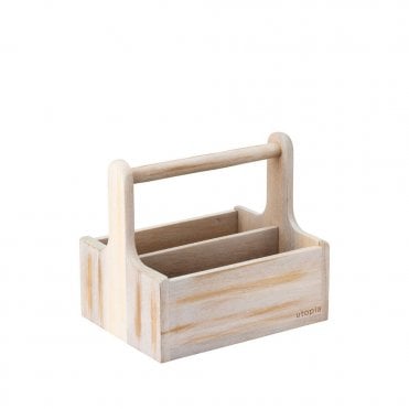 Medium White Wooden Table Caddy | Box of 2