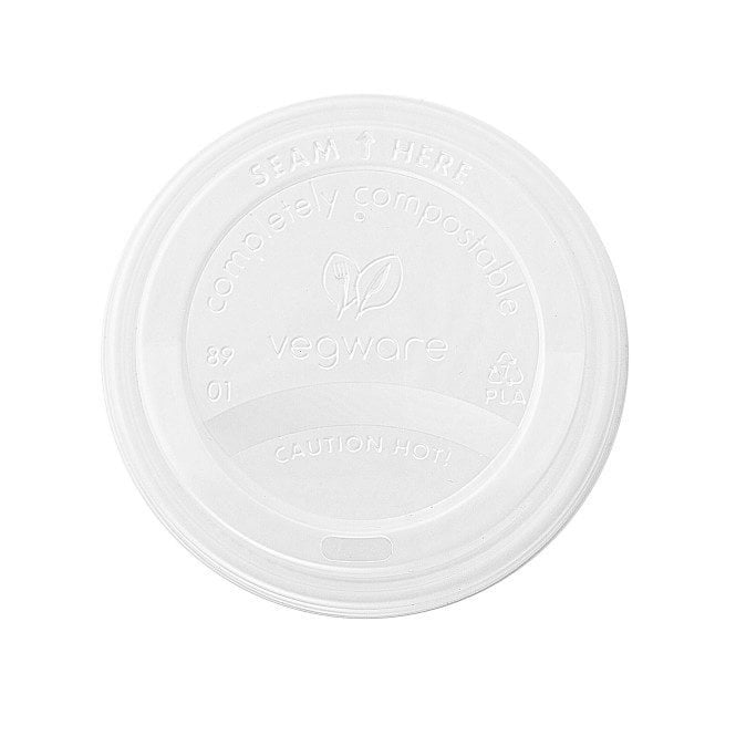 Vegware CPLA Hot Cup Lid 10-20oz  | Case of 1000